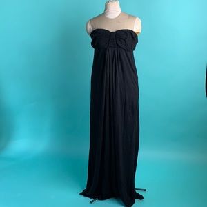 Long black summer strapless maxi dress